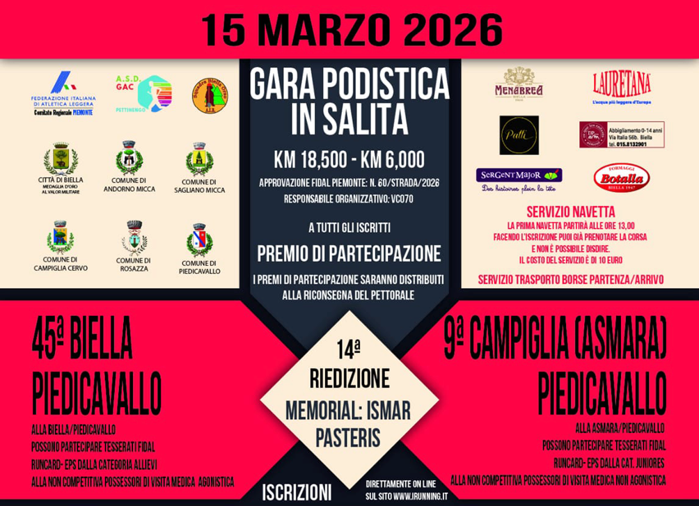 Domenica 15 marzo al via la 45^ edizione della Biella-Piedicavallo